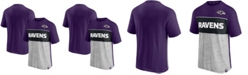 Fanatics Men's Purple and Heathered Gray Baltimore Ravens Colorblock T-shirt